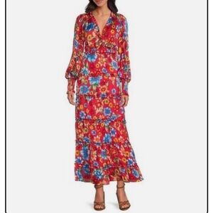 Chelsea & Violet Red Floral Tiered Dress